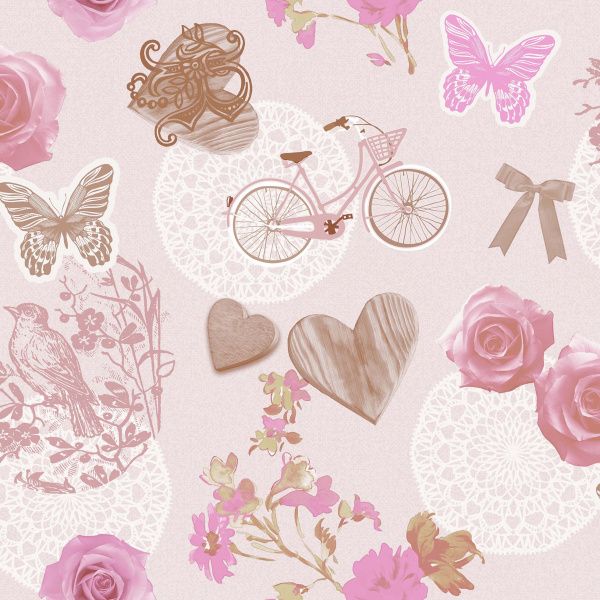 Oilcloth 140cm LARIO Pink bike DN10